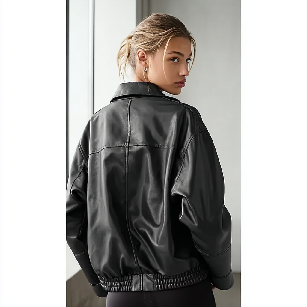 Faux Leather Bomber Jacket