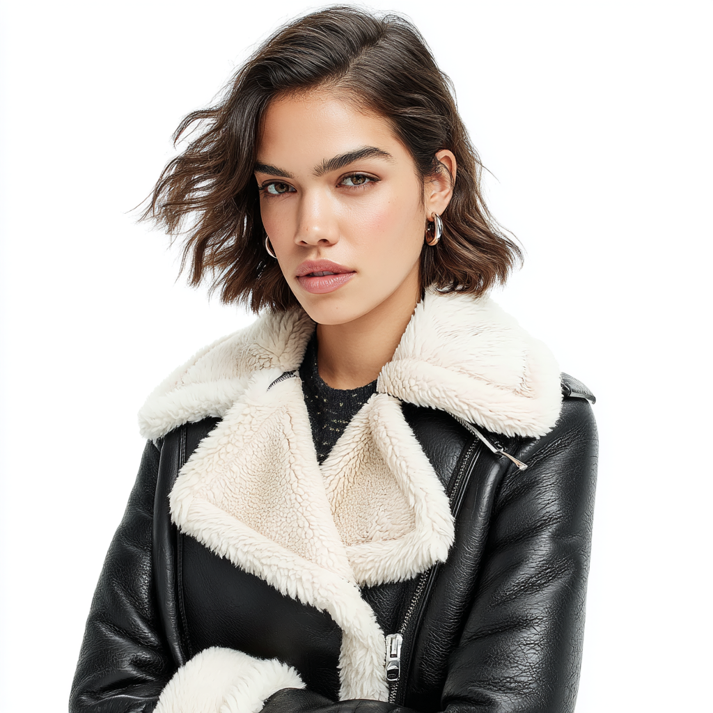  Faux Fur Lined Aviator Jacket