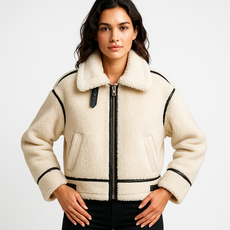 Women’s Teddy Coat with Contrasting Faux Fur