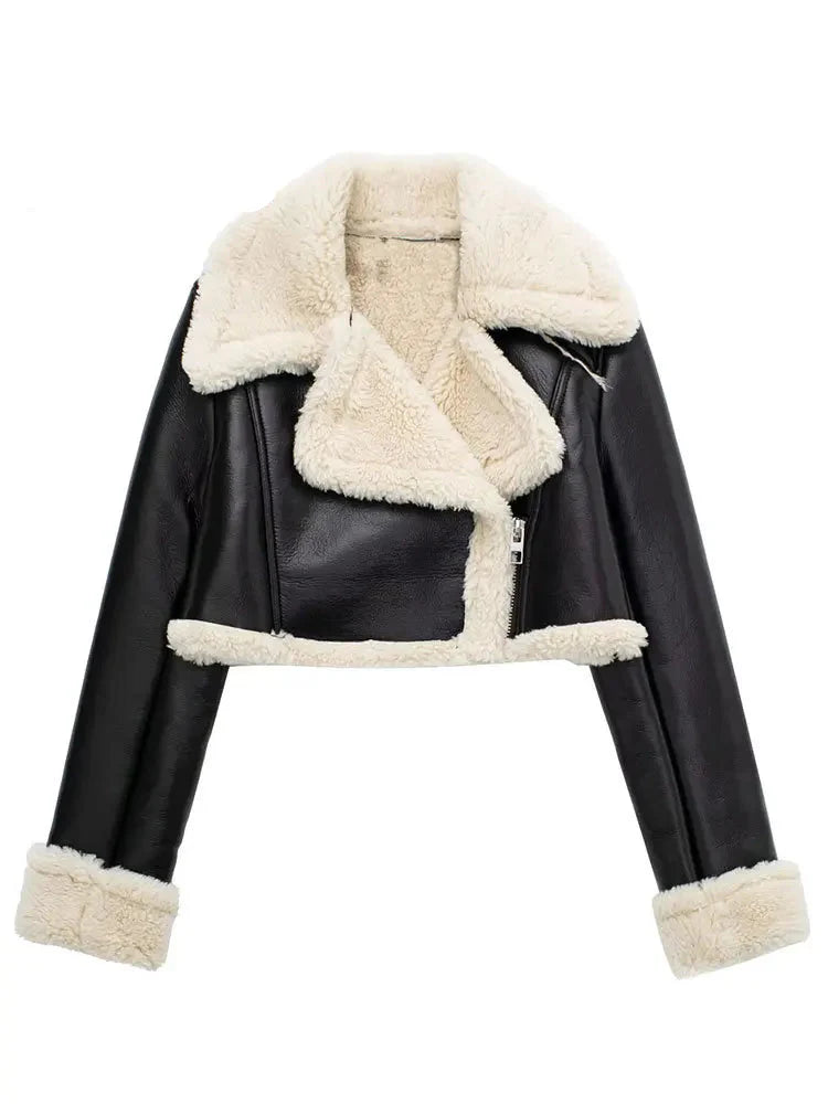  Faux Fur Lined Aviator Jacket