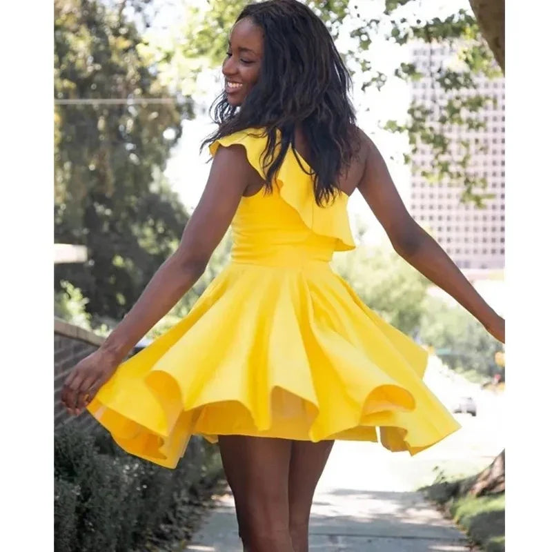 Bold Yellow Short Dress 