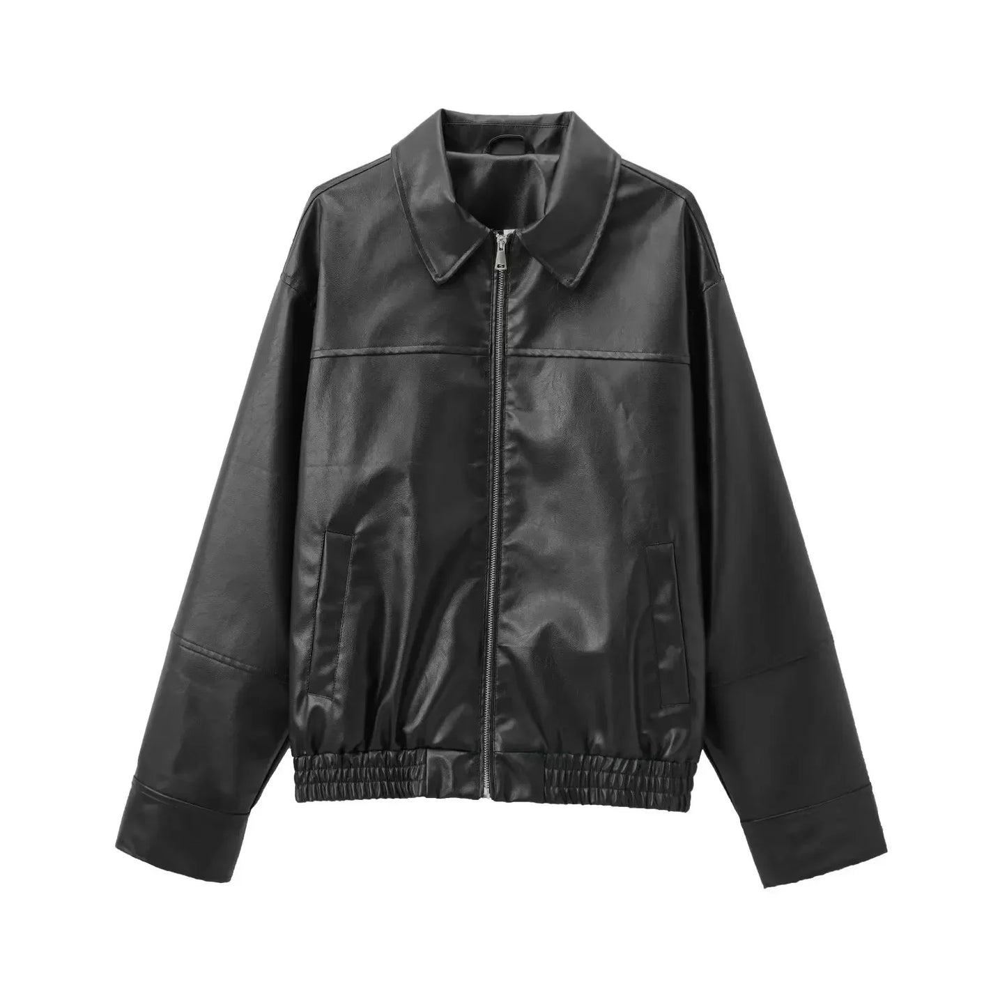 Faux Leather Bomber Jacket