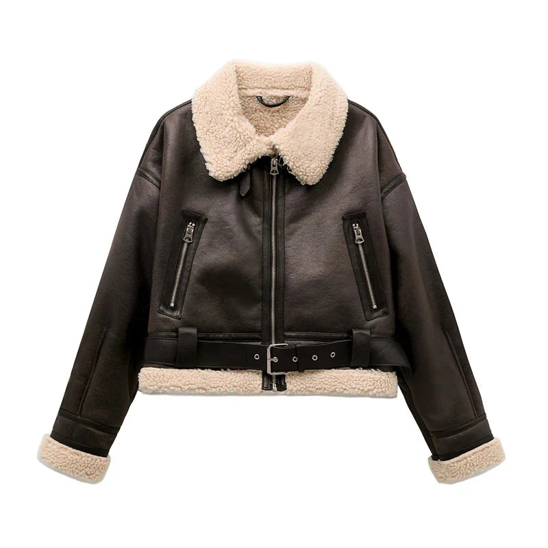 Faux Shearling Aviator Jacket