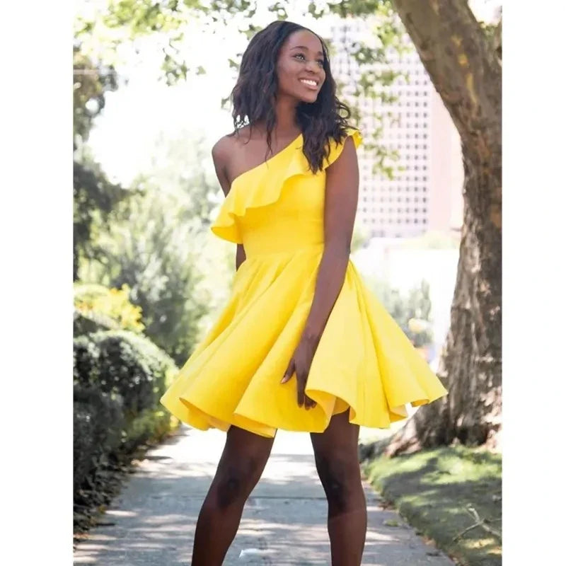 Bold Yellow Short Dress 