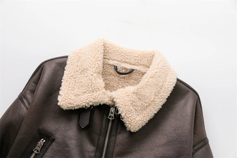 Faux Shearling Aviator Jacket