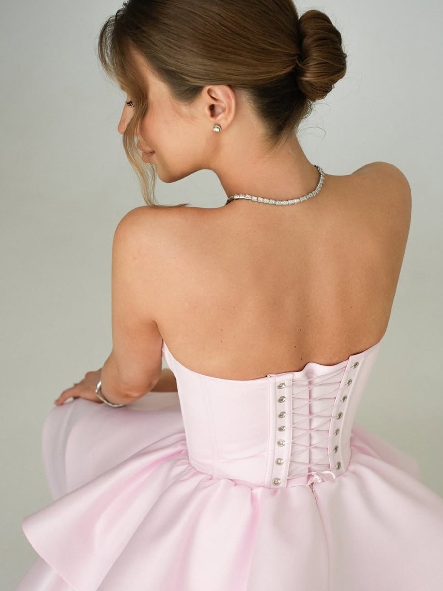 Satin Tulle Mini A-Line Dress